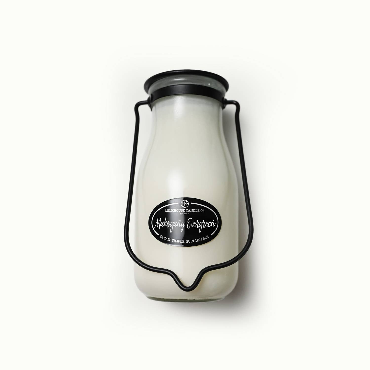 14 oz Milkbottle Candle: Mahogany Evergreen