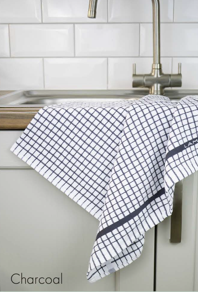 Poli-Dri Cotton Tea Towel - Charcoal Grey
