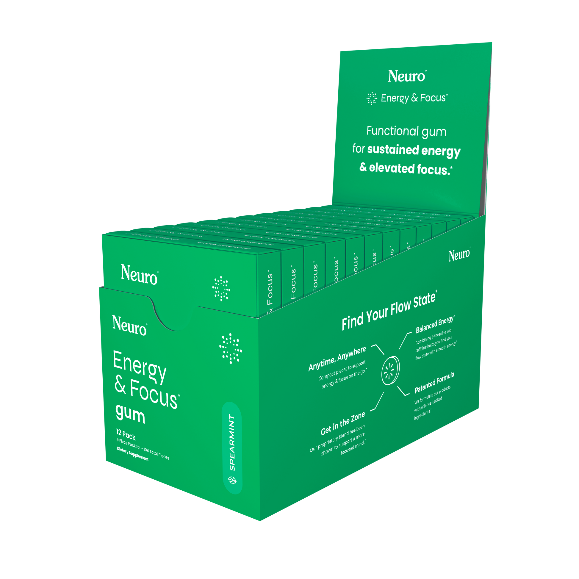 Energy and Focus Gum | Spearmint