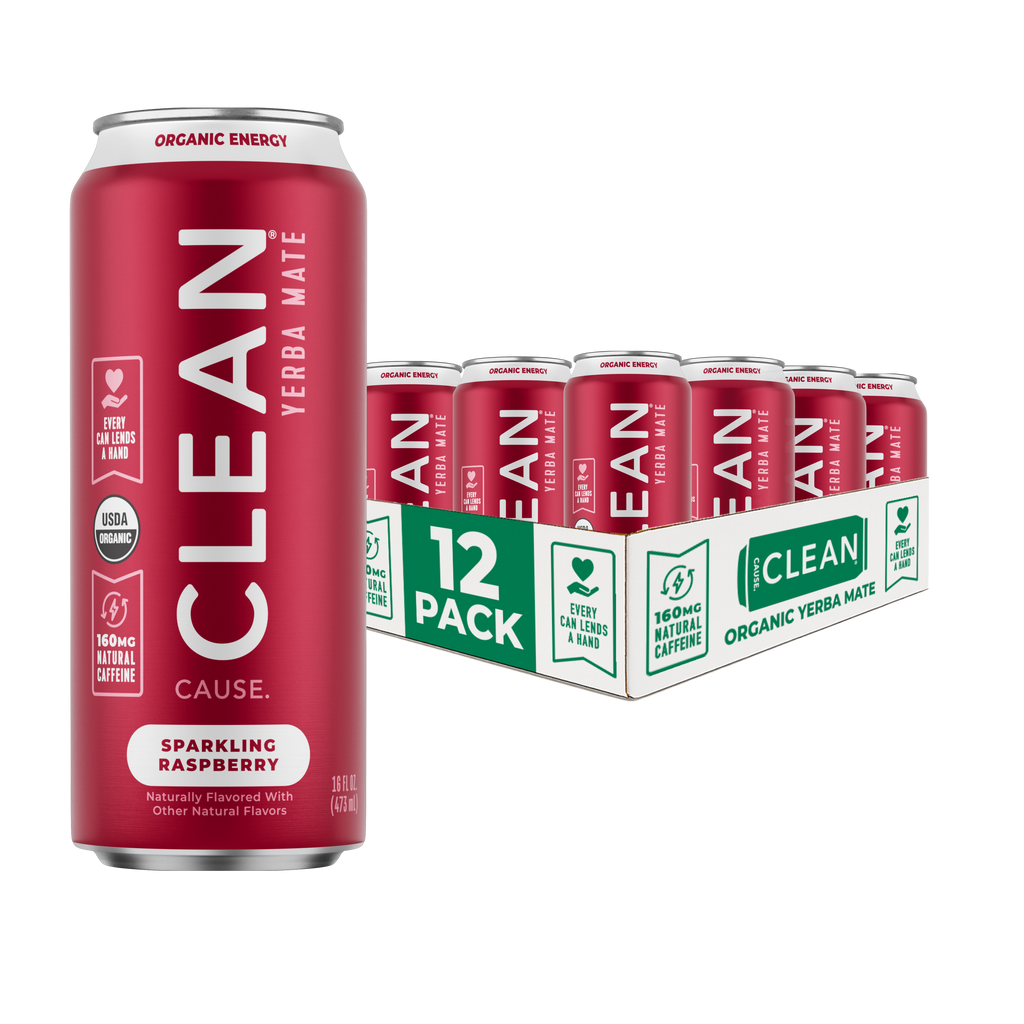 Organic Raspberry Sparkling Yerba Mate Energy Tea – 12-pack