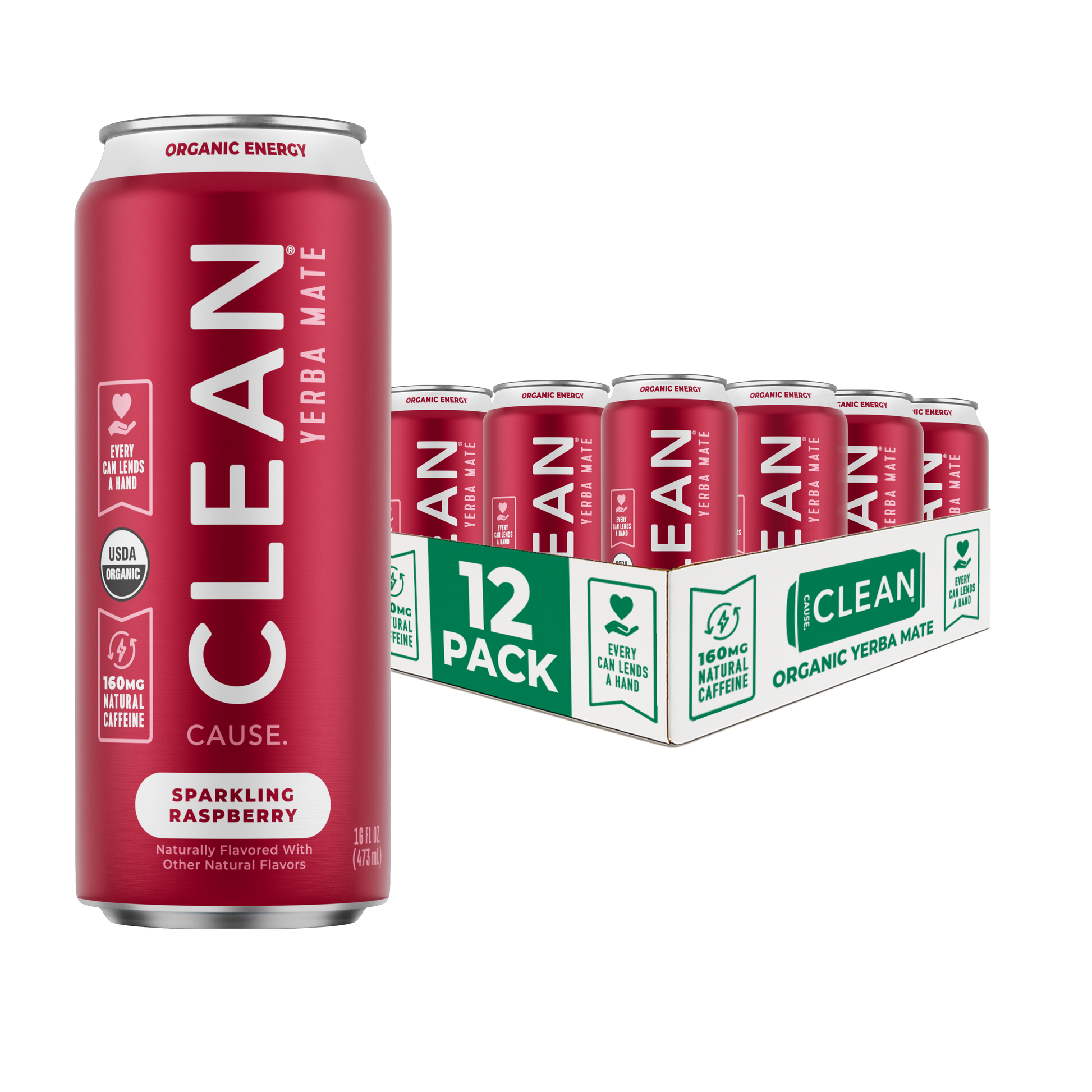 Organic Raspberry Sparkling Yerba Mate Energy Tea – 12-pack