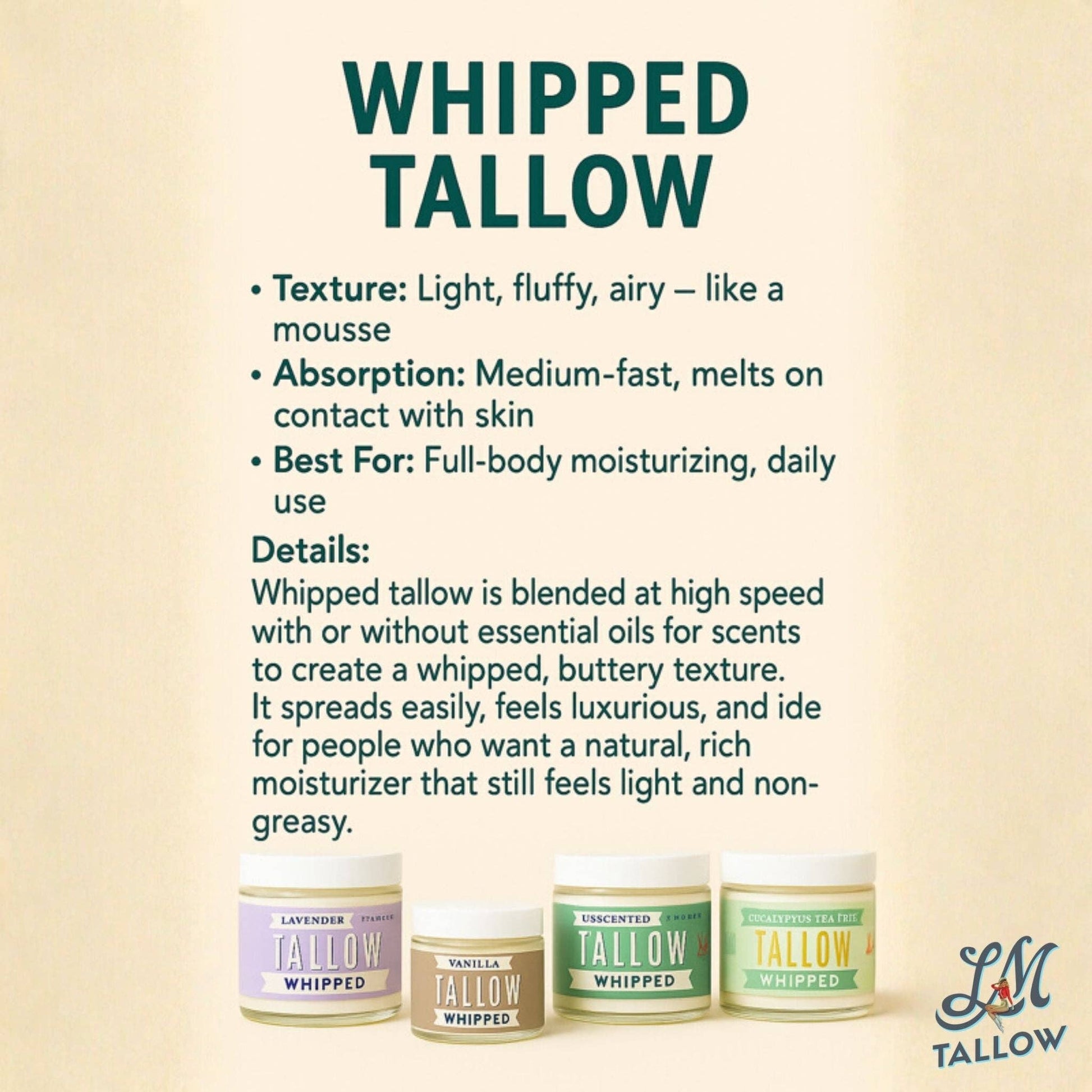 Eucalyptus Tea Tree Whipped Tallow – 120,000+ Sold | Grass-Fed Beef Tallow Skincare | Lady May Tallow