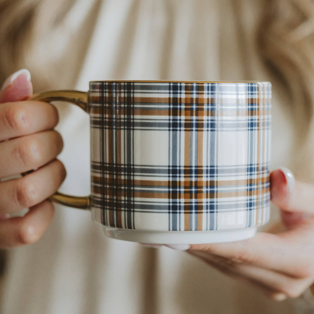 *NEW* Orange Navy Plaid Coffee Mug - Fall Decor & Gifts