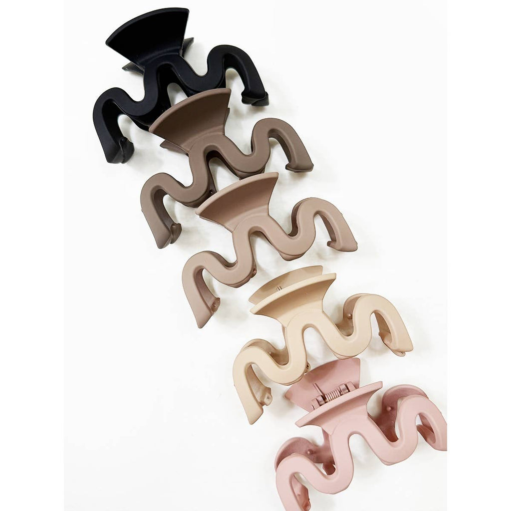 Matte Color Wavy Shaped Hair Claw Clip
