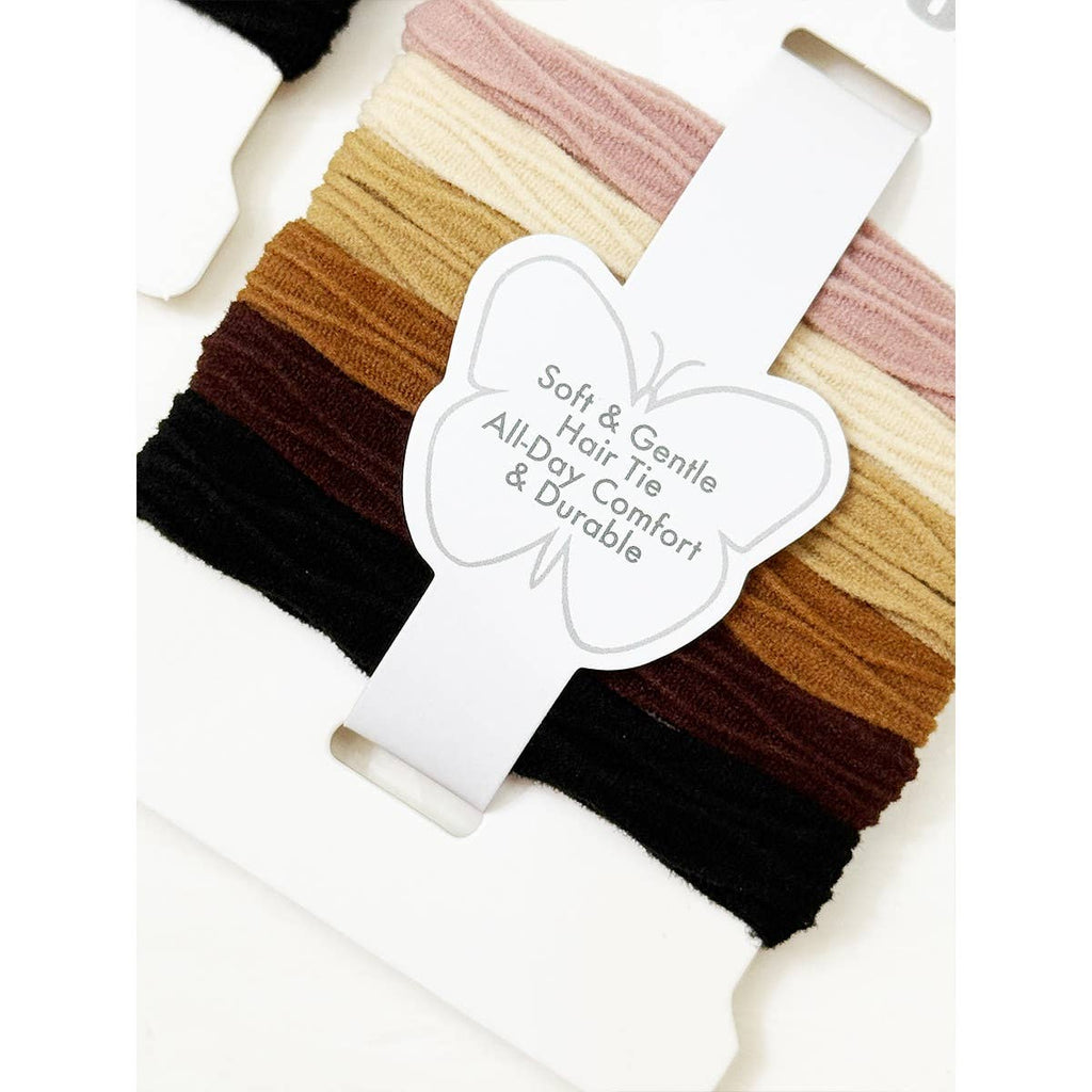 Neutral Tone Textured Rolled Hair Tie Set