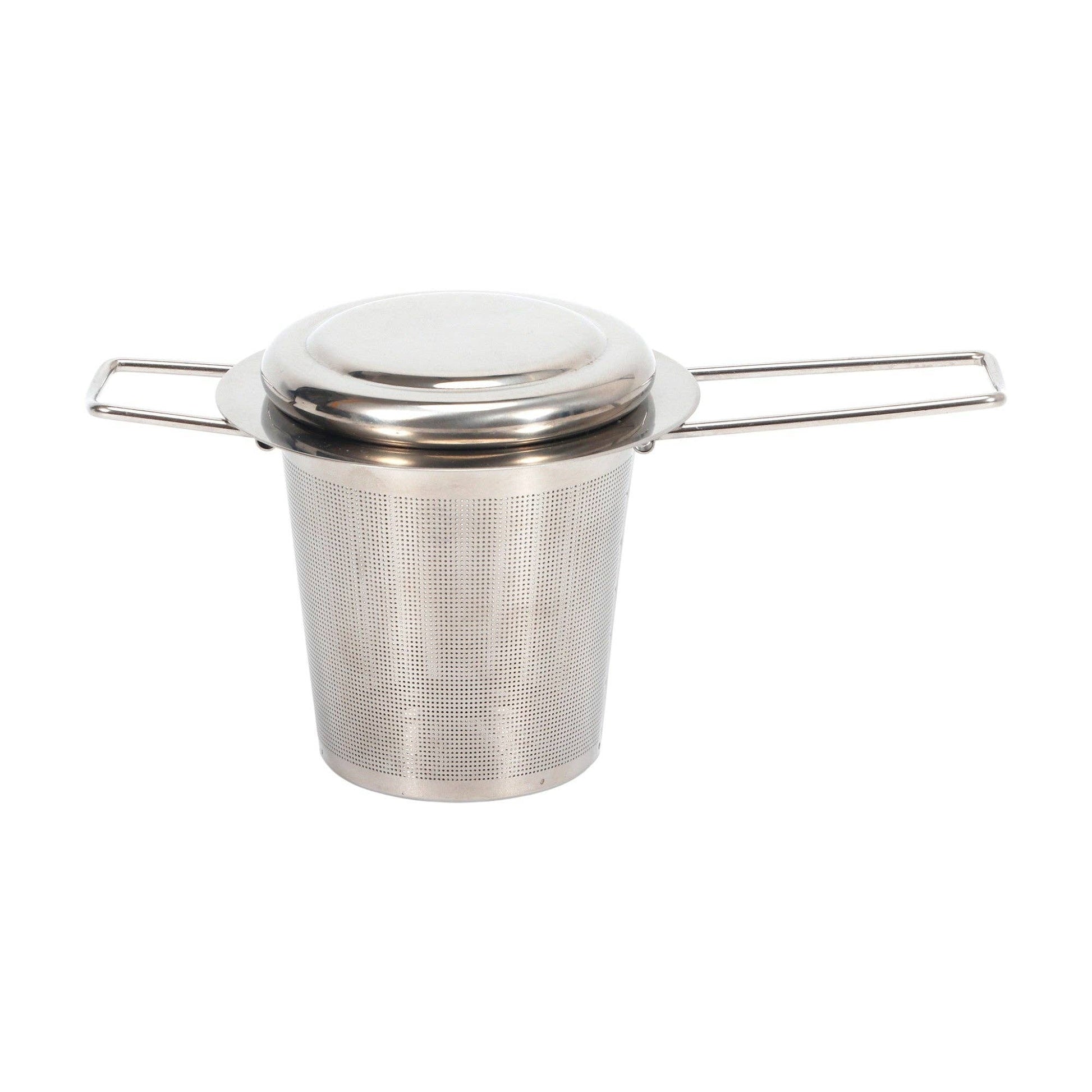 2.5"D x 2.75"H Stainless Steel Barrel Style Tea Strainer Infuser with Collapsible Handle (10/100)