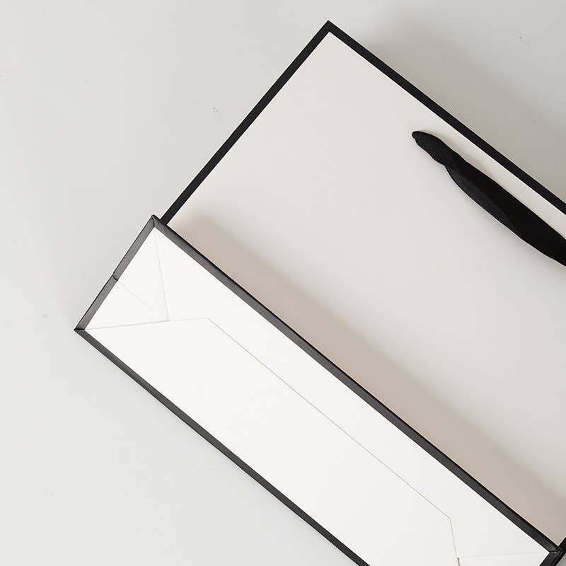 White with Black Border Paper Gift Bag w/ free tissue