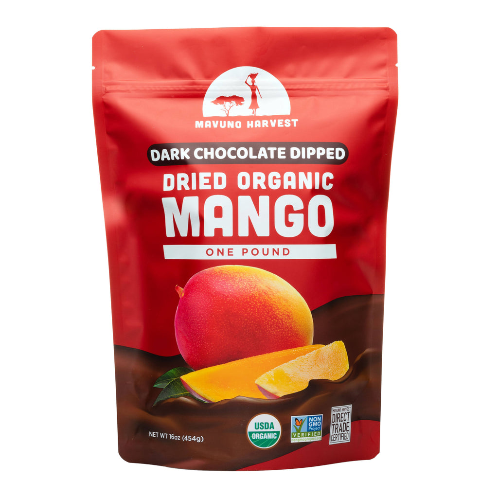 Organic Dark Chocolate Dipped Dried Mango, 6-pack case