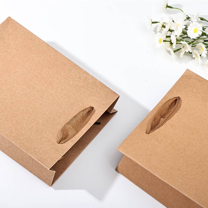 10pc, Vertical Brown Thick Kraft Paper Gift Bag w/ tissue