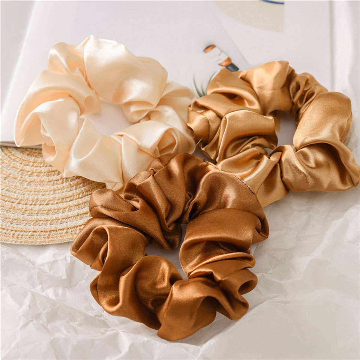 Satin Scrunchies Set for Women, Simple & Stylish_CWAHA0343