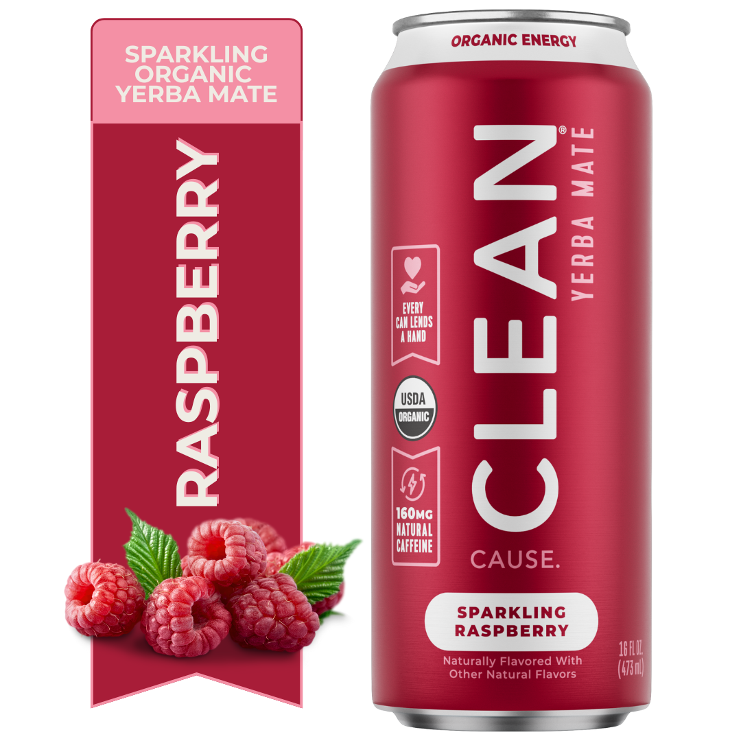 Organic Raspberry Sparkling Yerba Mate Energy Tea – 12-pack