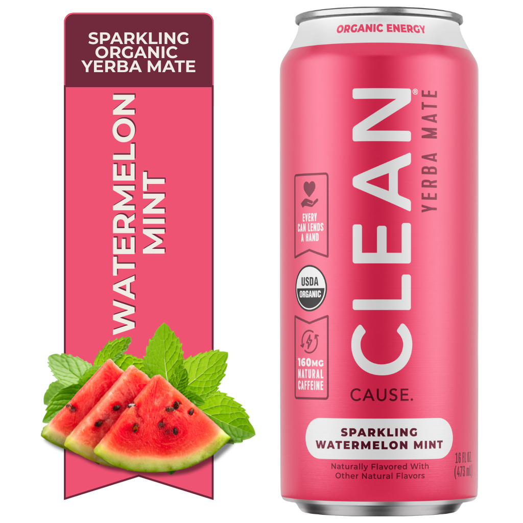 Organic Watermelon Mint Sparkling Yerba Mate Tea - 12-pack