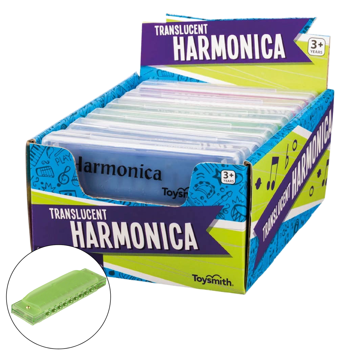 4" Translucent Harmonica, Assorted Colors