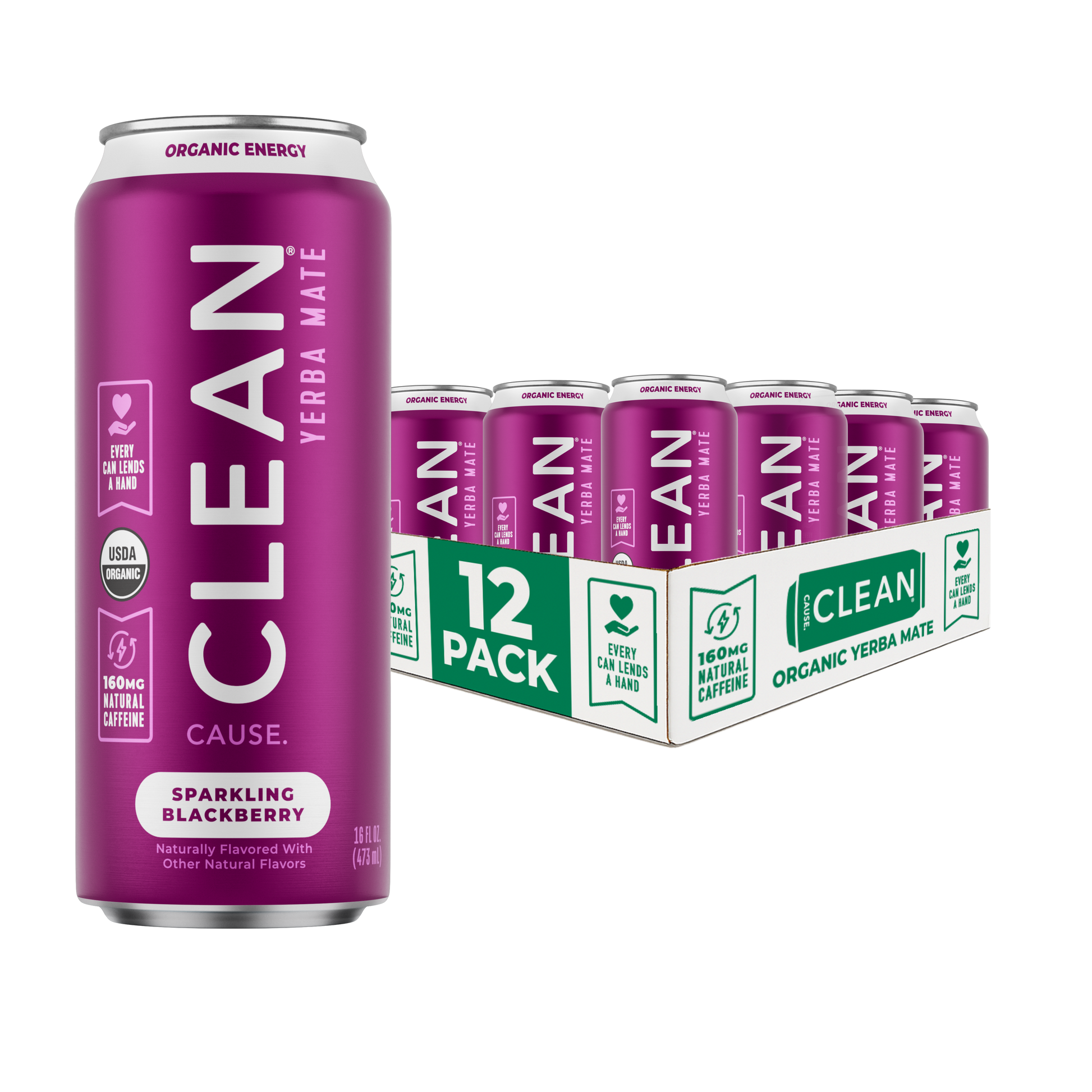 Organic Blackberry Sparkling Yerba Mate Tea – 12-Pack