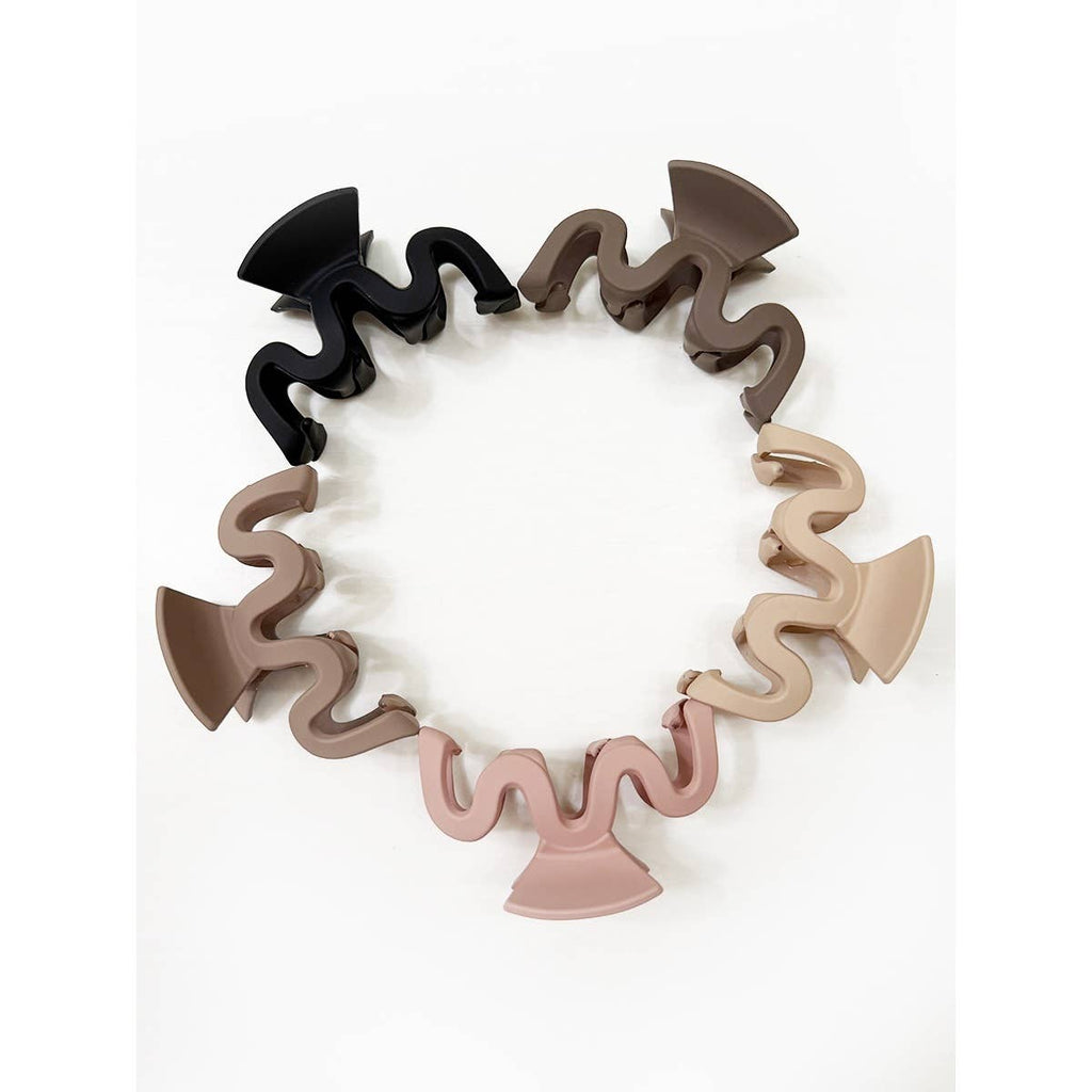 Matte Color Wavy Shaped Hair Claw Clip
