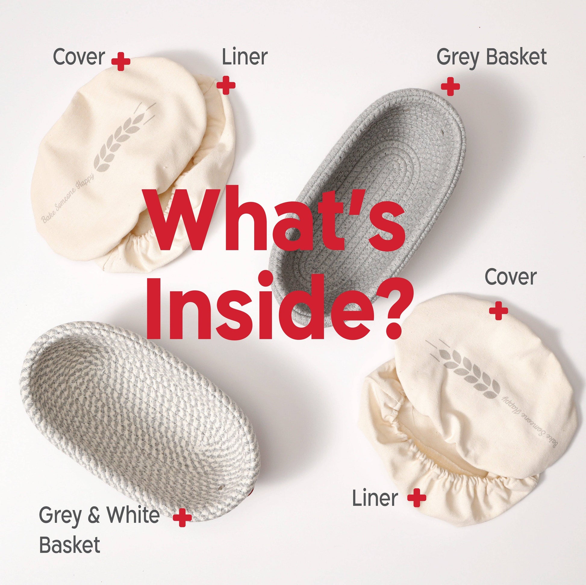 Oval Cotton Rope Proofing Baskets Set
