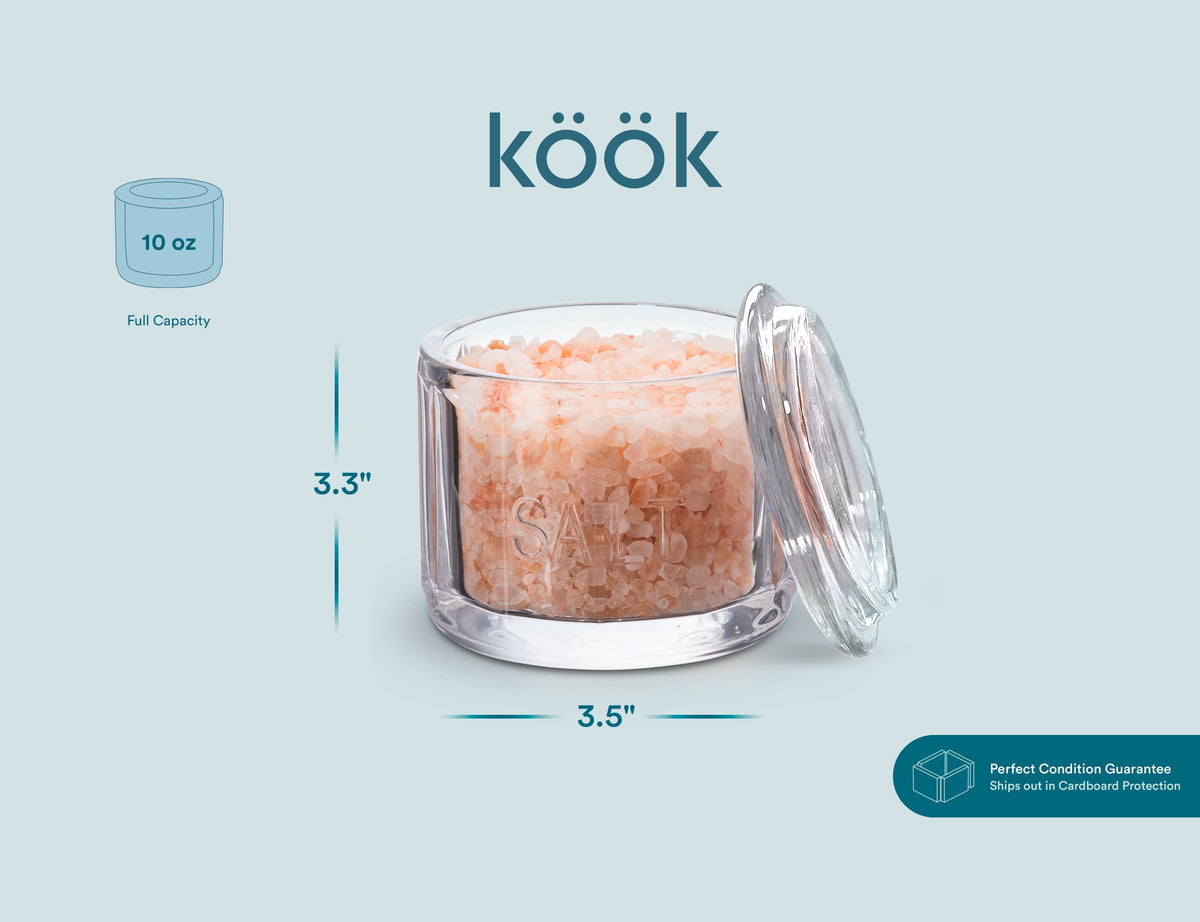 Kook Embossed Salt Cellar & Lid, Pressed Glass, 10 oz