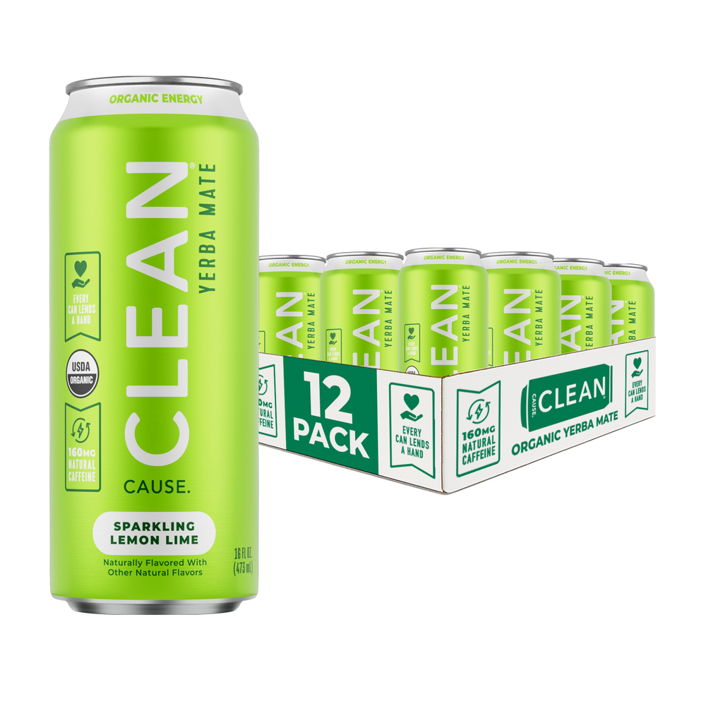 Organic Lemon Lime Sparkling Yerba Mate Tea – 12-pack Cans
