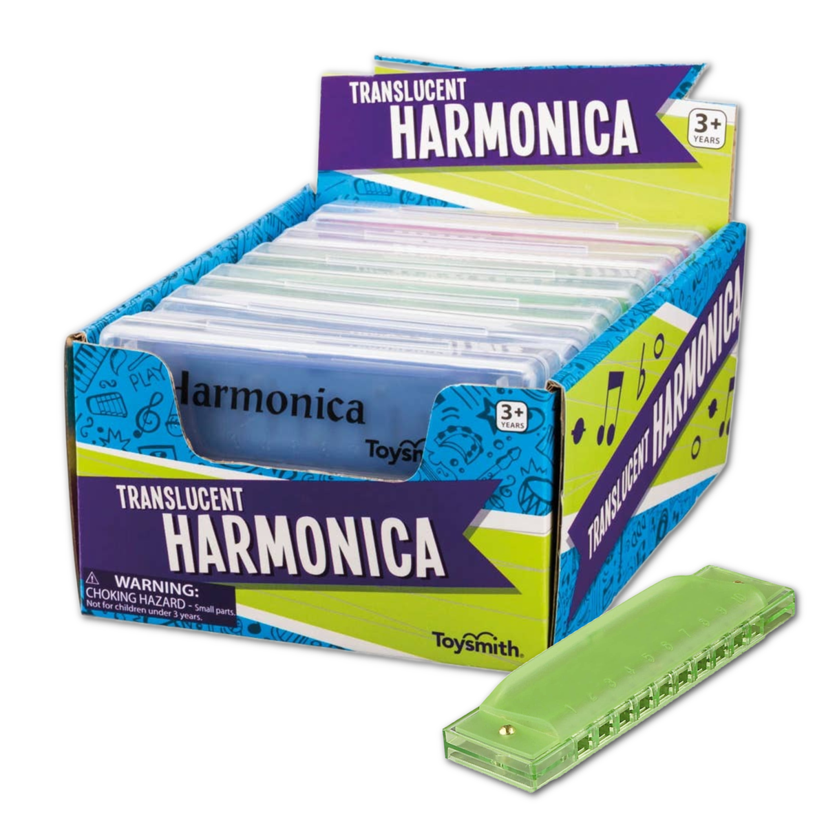 4" Translucent Harmonica, Assorted Colors
