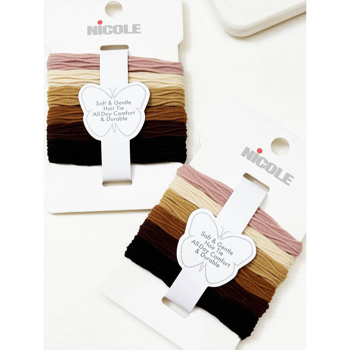 Neutral Tone Textured Rolled Hair Tie Set