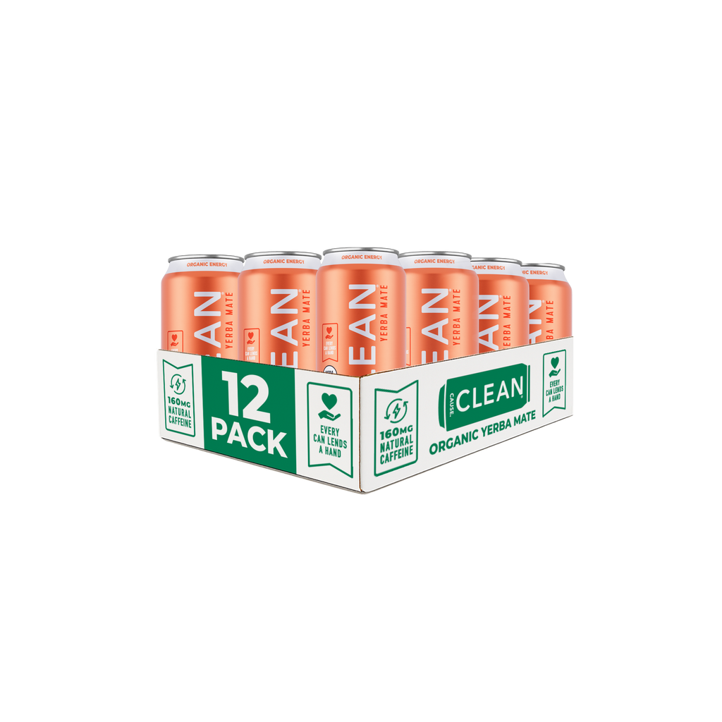 Organic Peach Sparkling Yerba Mate Energy Tea – 12-pack Cans