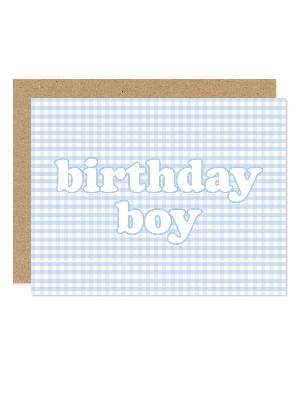 Blue Gingham Birthday Boy Card