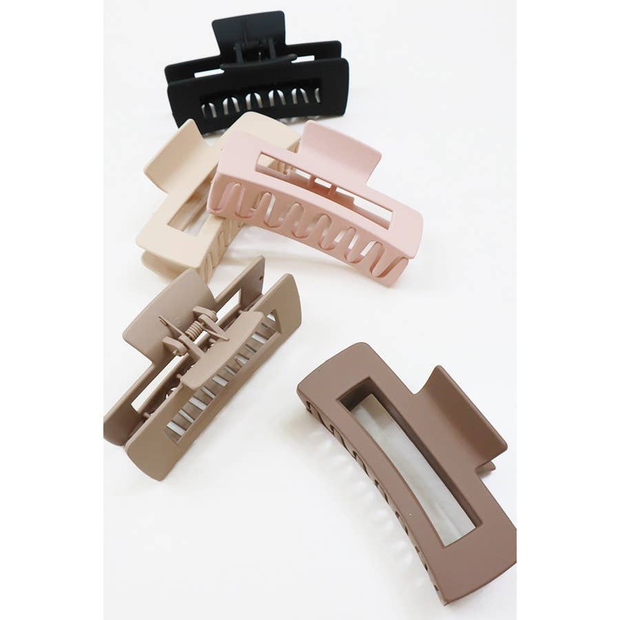 Neutral Color Matte Cut Out Rectangle Hair Claw
