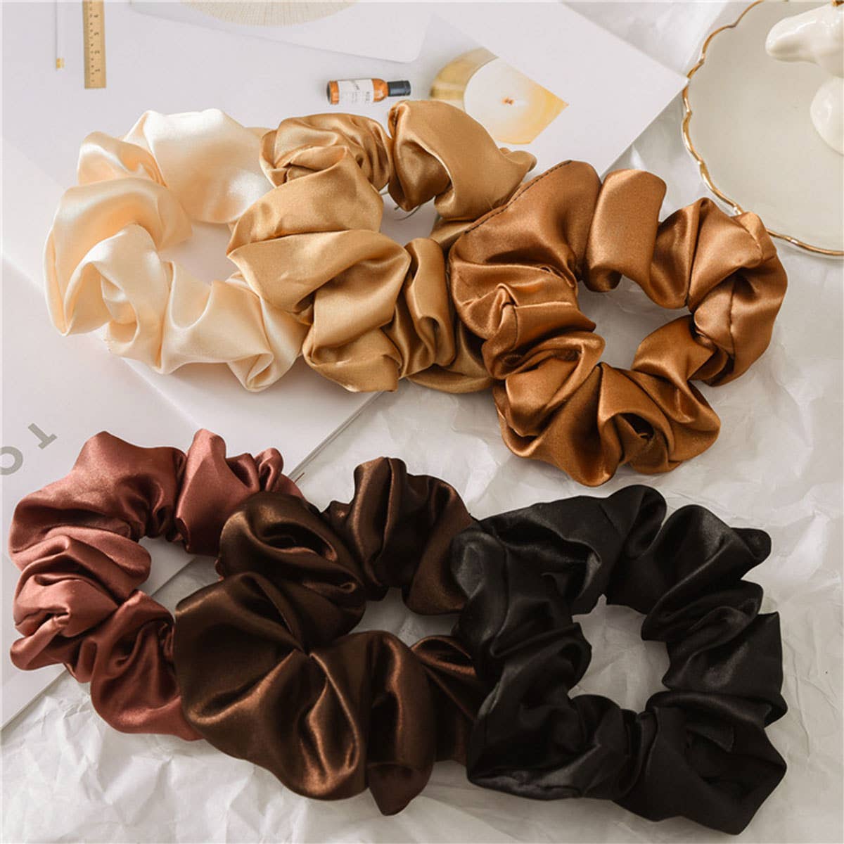 Satin Scrunchies Set for Women, Simple & Stylish_CWAHA0343
