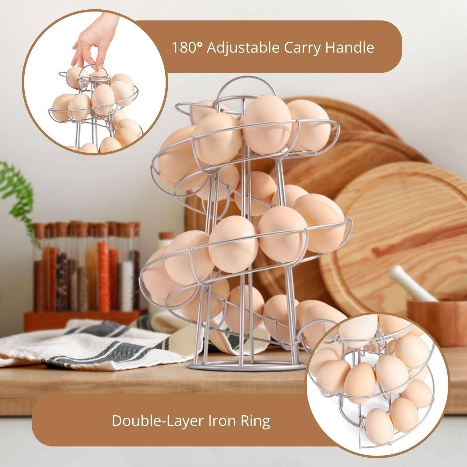Egg Holder Countertop Freestanding Wired & Spiral Medium Egg