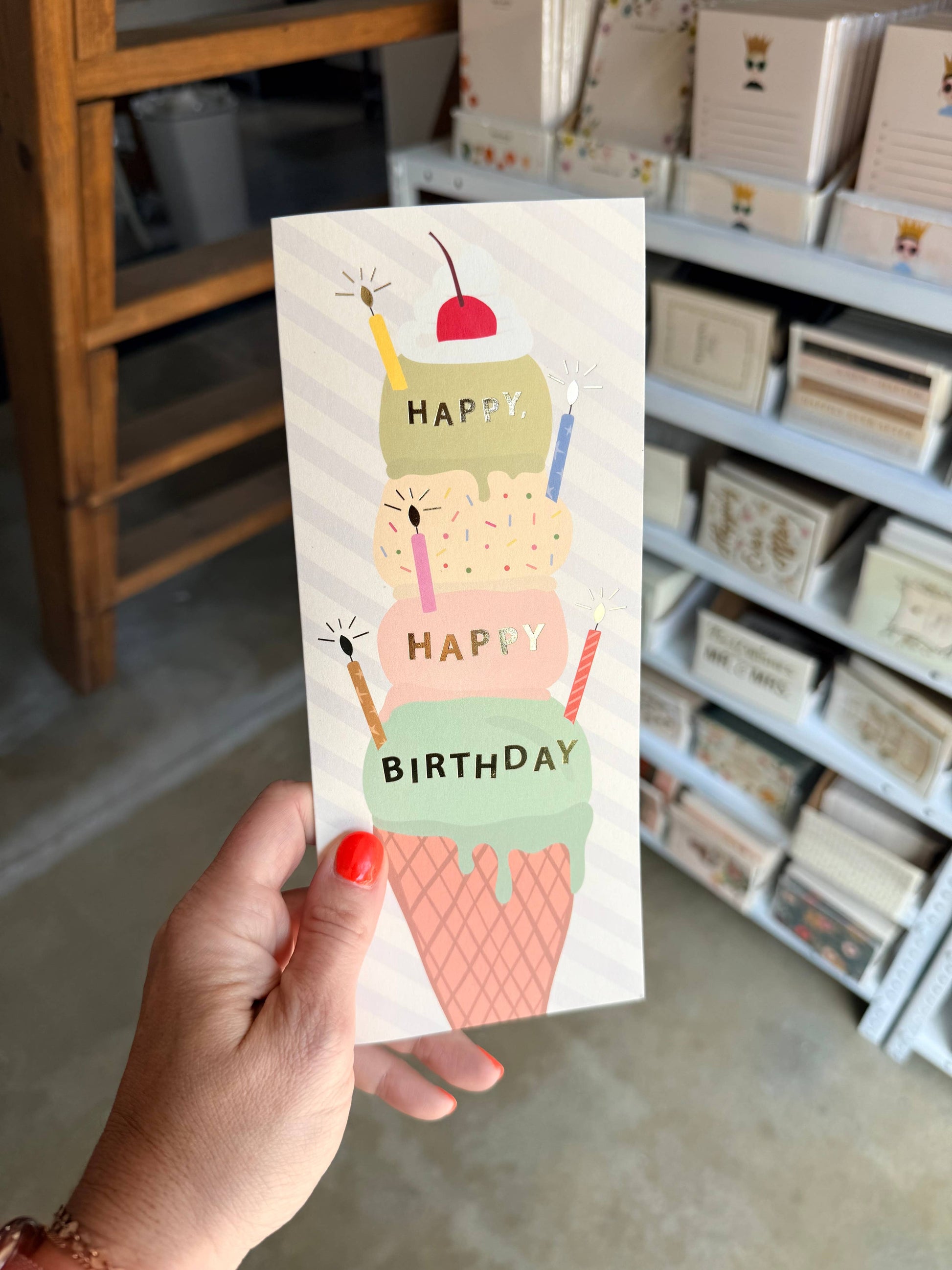 Birthday Ice Cream Cone folded Greeting Card
