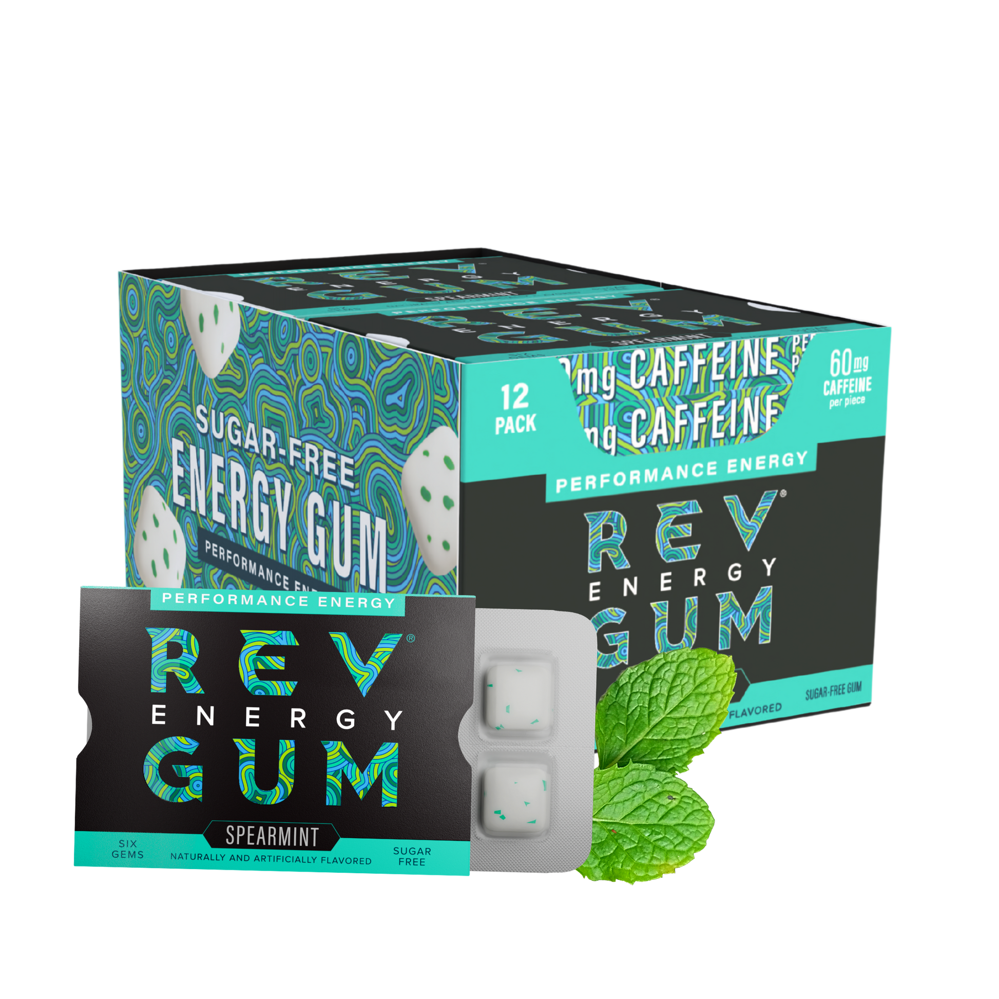 Spearmint Performance Energy Gum 12 pack