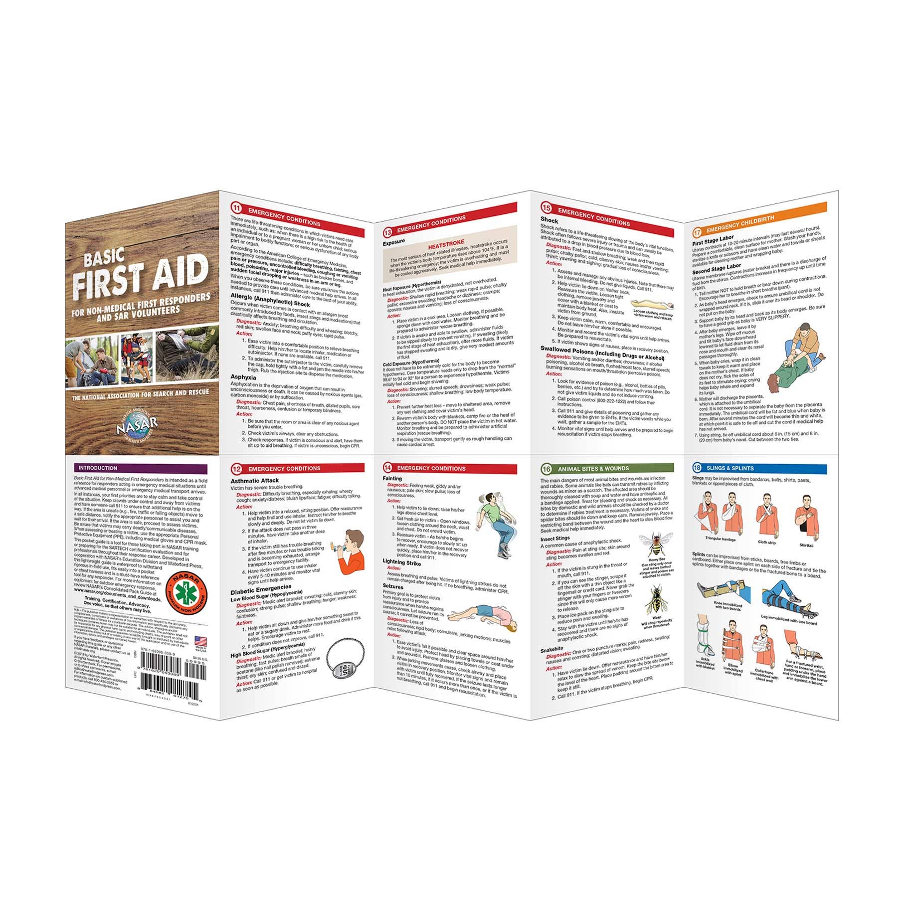 Basic First Aid for Non-Medical First Responders and SAR Folding Pocket Guide