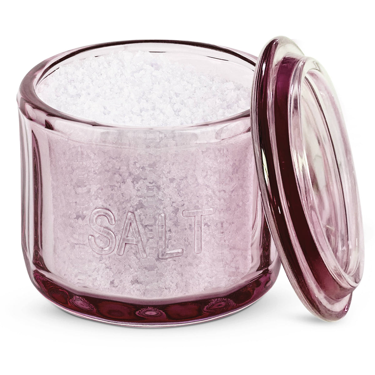 Kook Embossed Salt Cellar & Lid, Pressed Glass, 10 oz