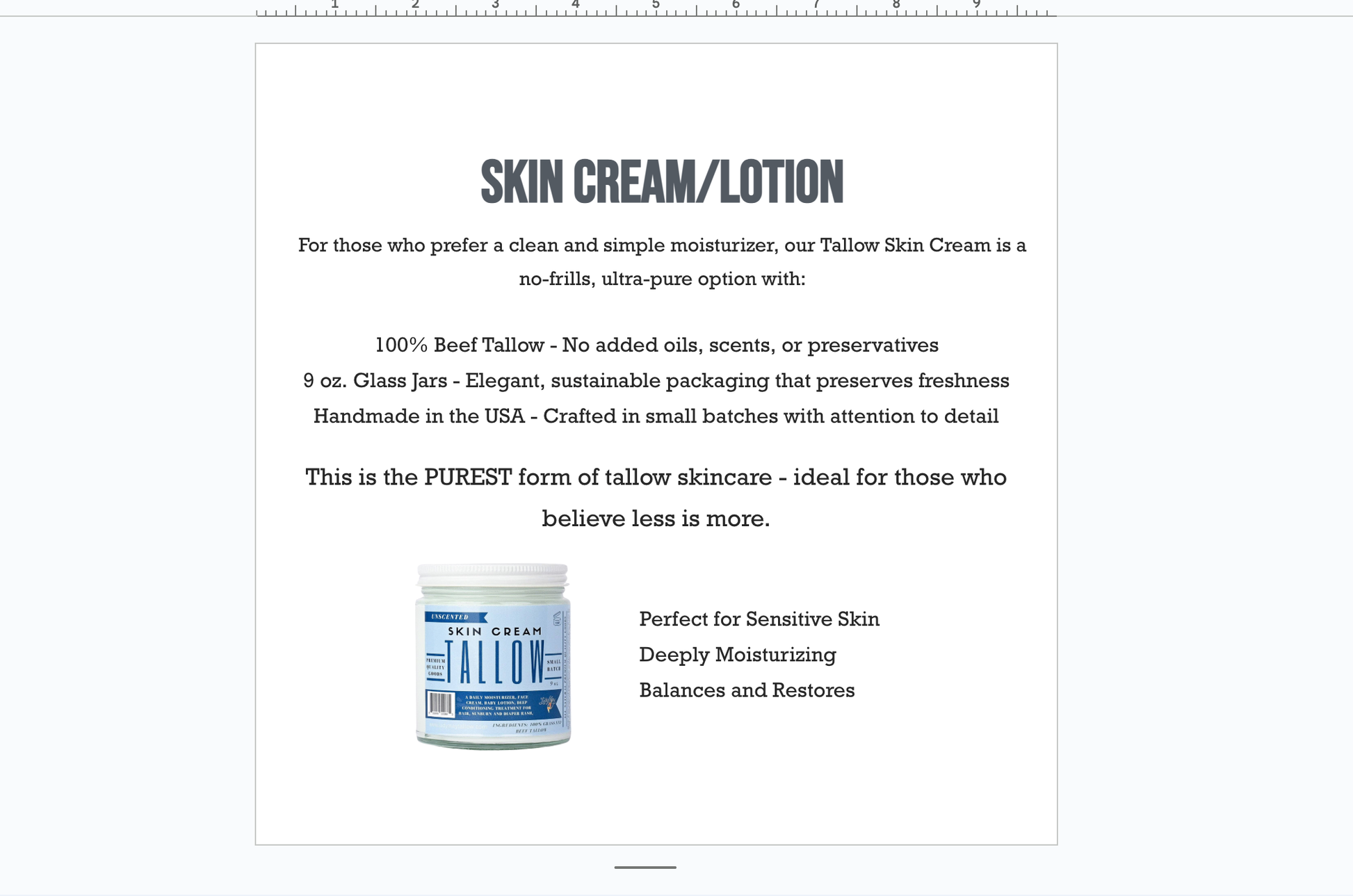 Unscented Tallow Lotion – 2oz & 9oz