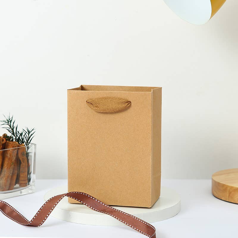 10pc, Vertical Brown Thick Kraft Paper Gift Bag w/ tissue
