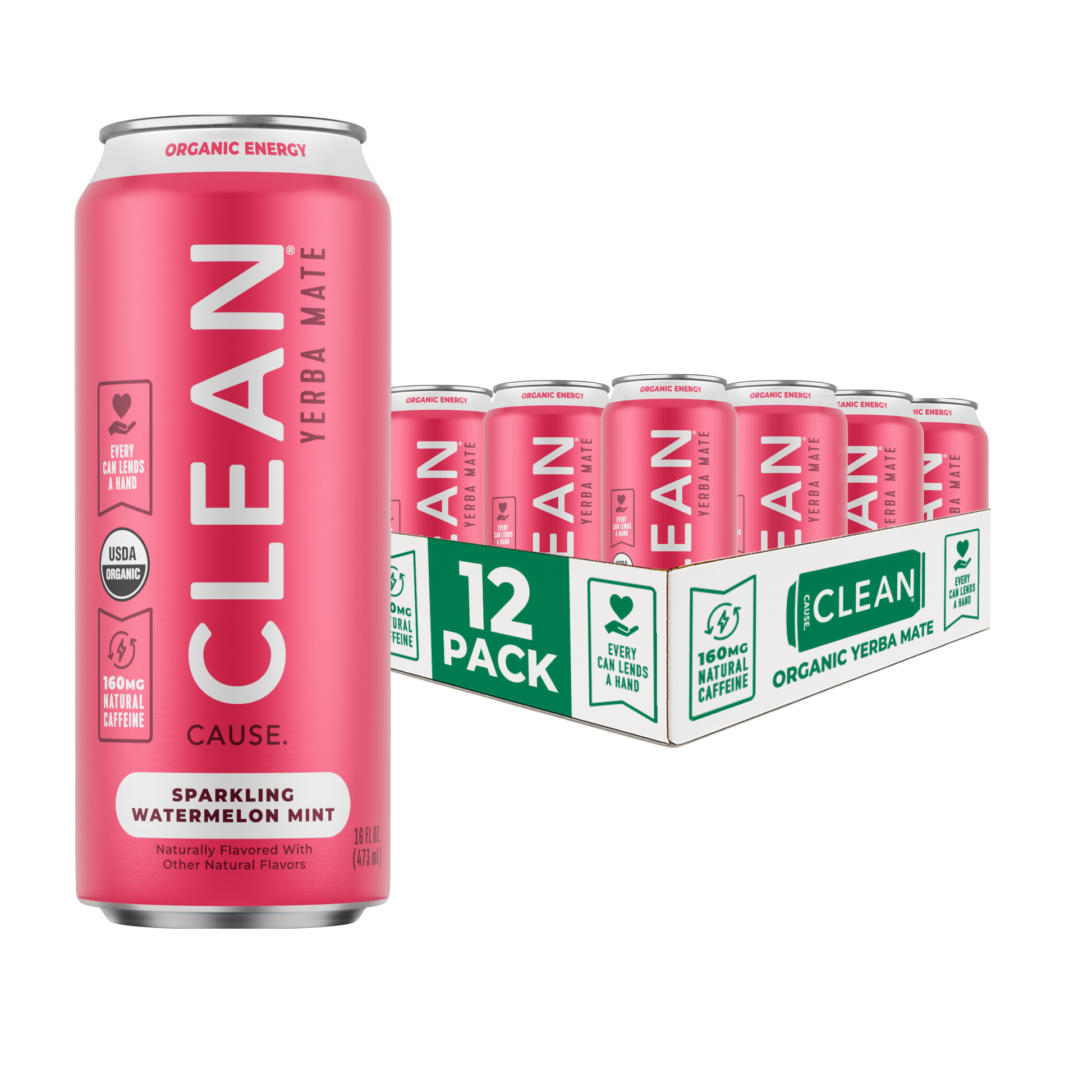 Organic Watermelon Mint Sparkling Yerba Mate Tea - 12-pack