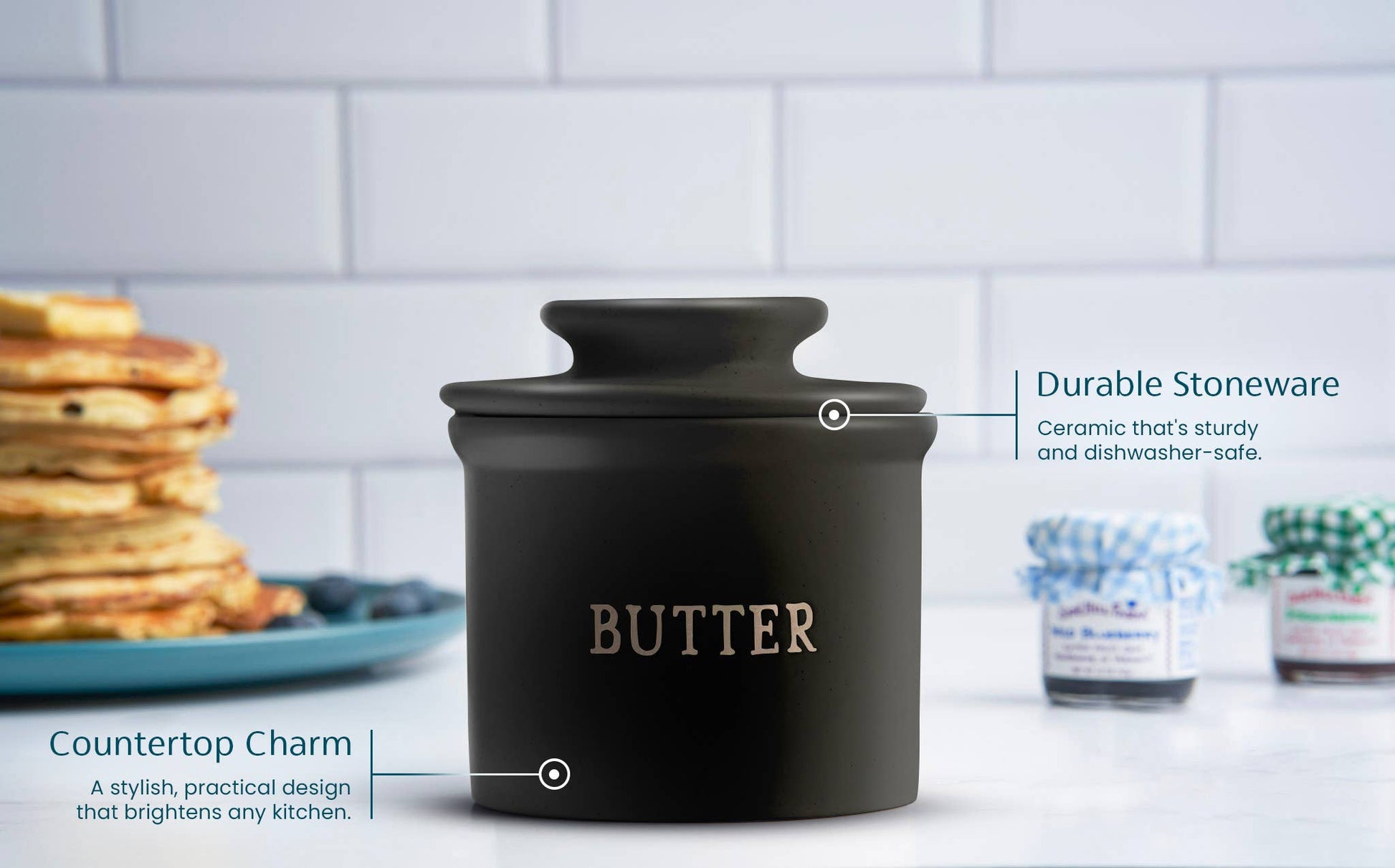 Kook French Butter Keeper Dish, Ceramic