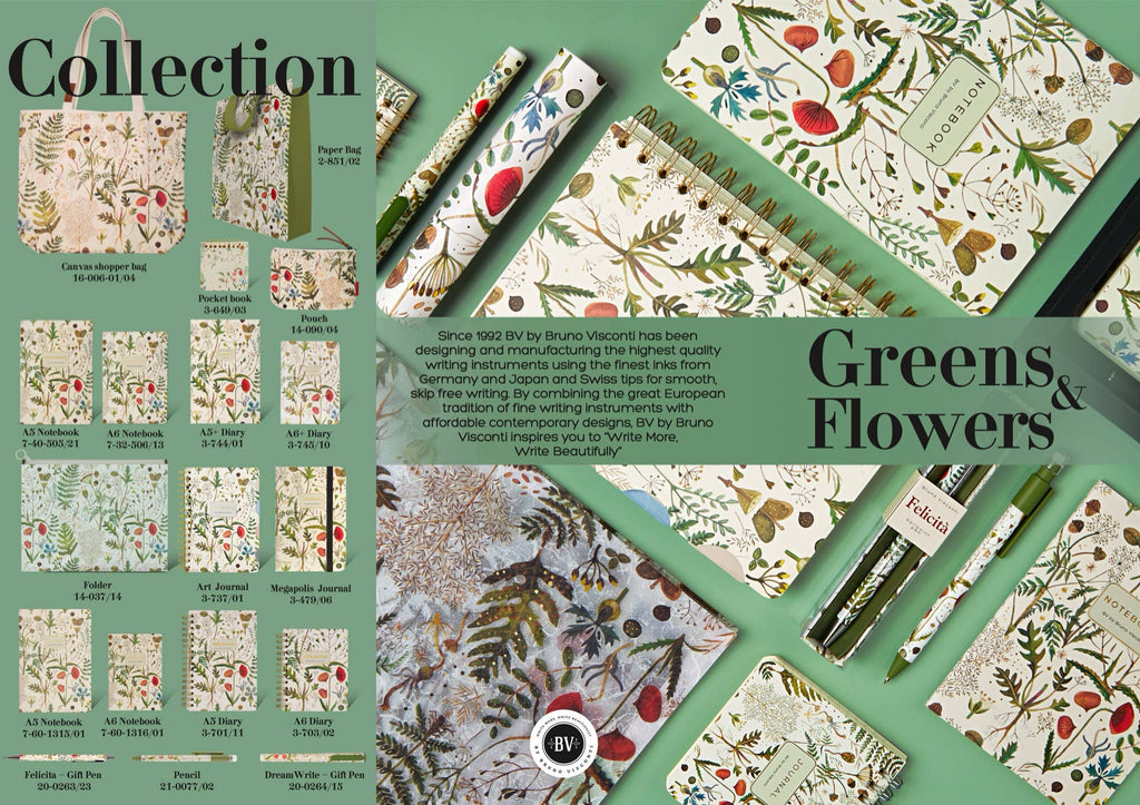 Hardcover Journal A5 - Greens and Flowers