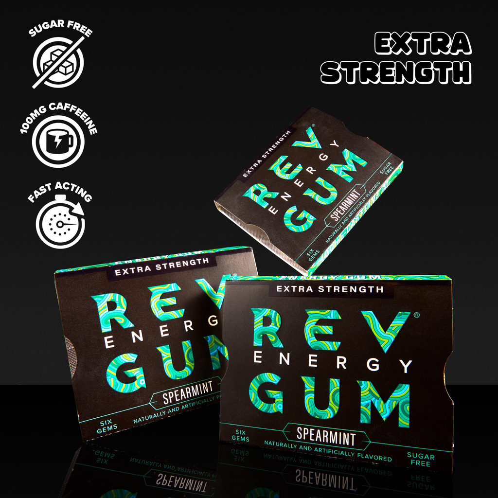 Spearmint Extra Strength Energy Gum 12 pack