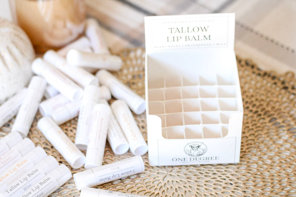 Tallow Lip Balm- Retail Set 25 with Display