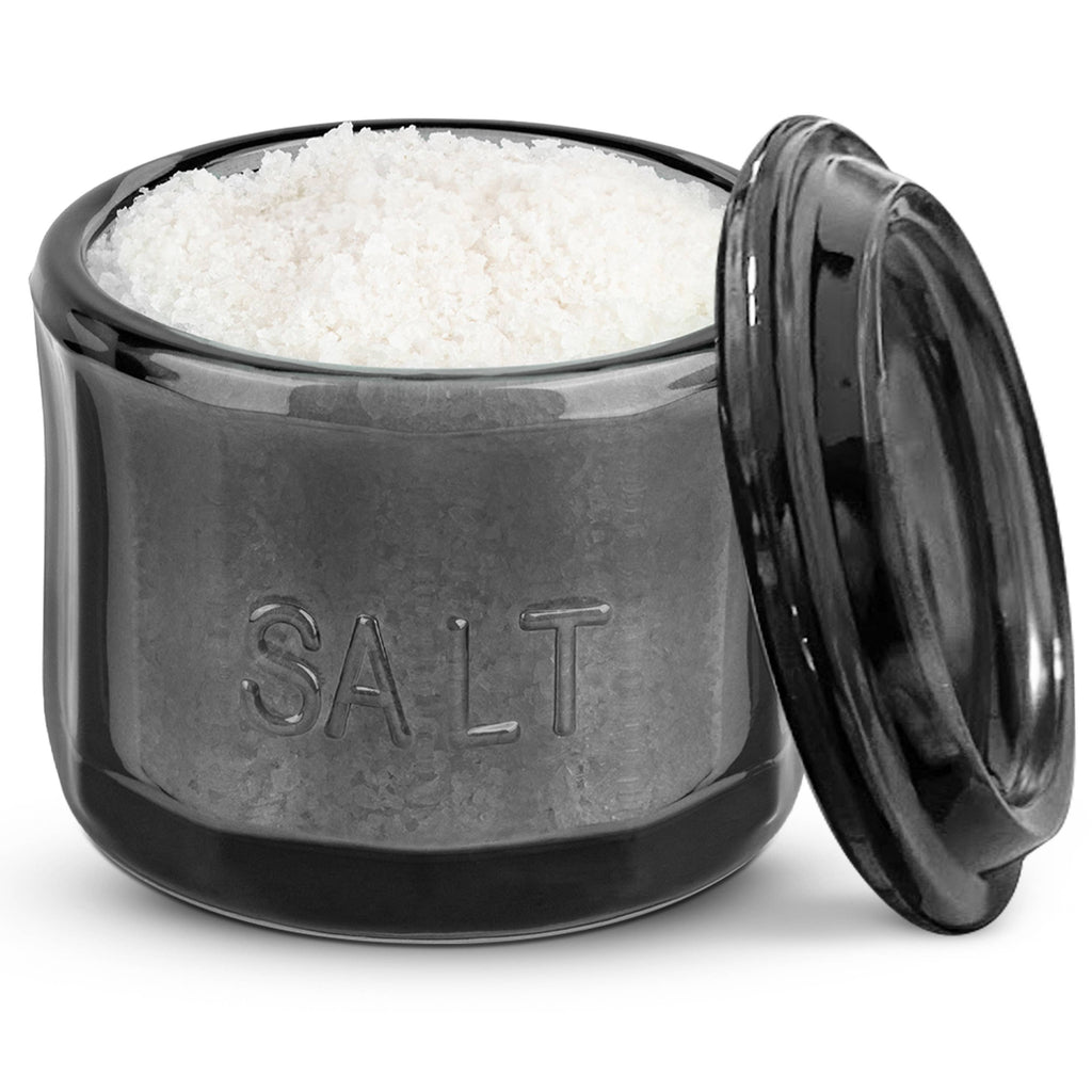 Kook Embossed Salt Cellar & Lid, Pressed Glass, 10 oz