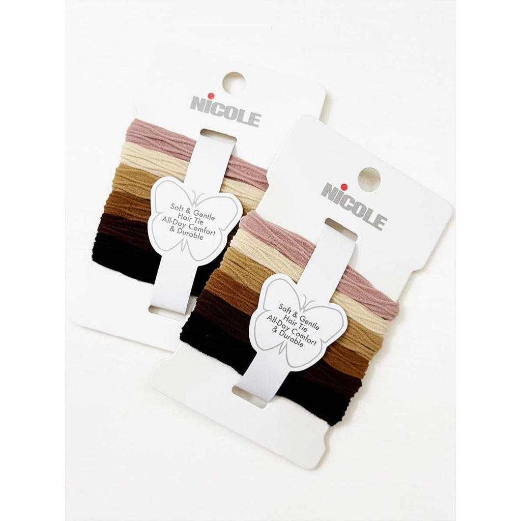 Neutral Tone Textured Rolled Hair Tie Set
