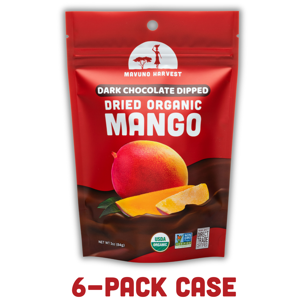 Organic Dark Chocolate Dipped Dried Mango, 6-pack case