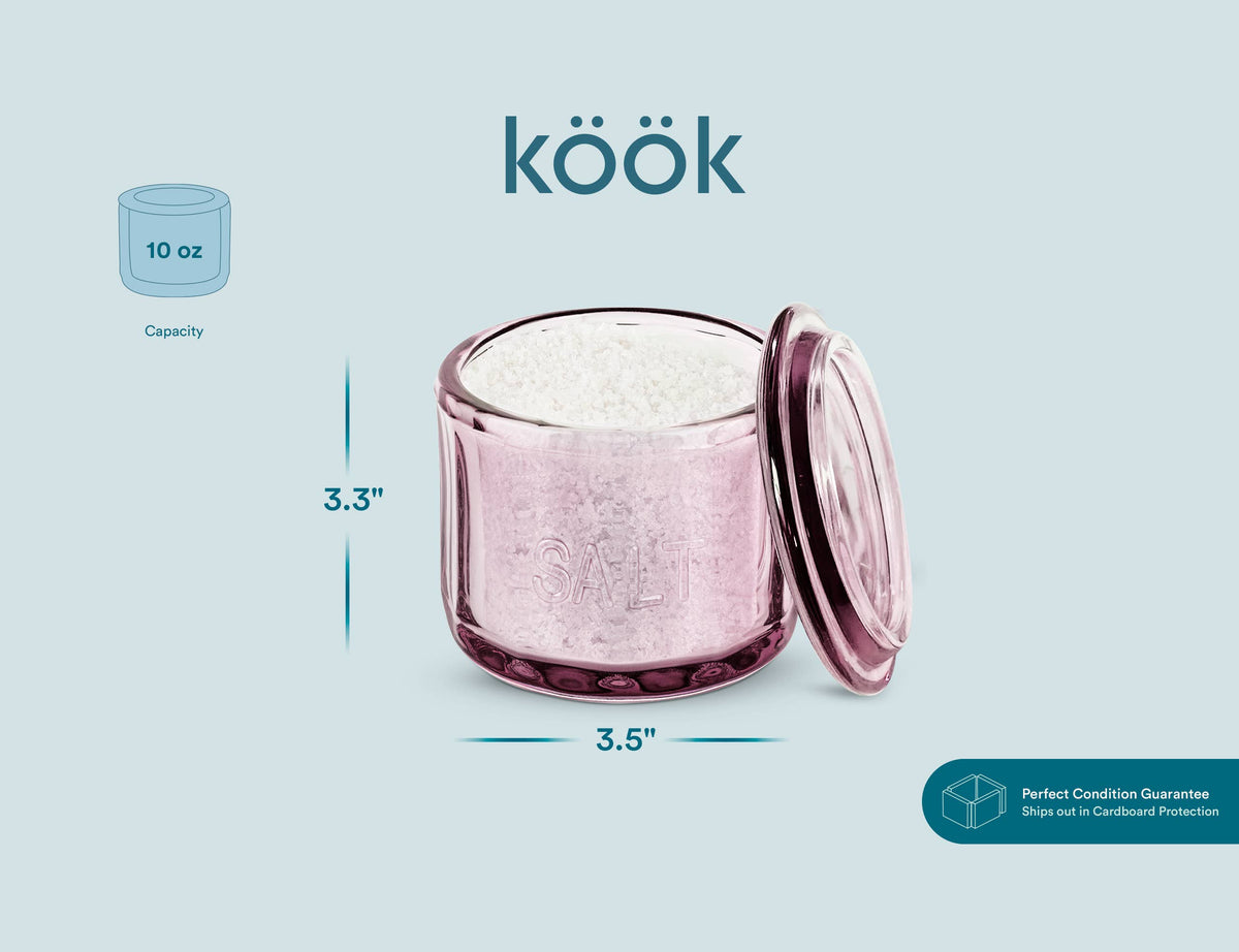 Kook Embossed Salt Cellar & Lid, Pressed Glass, 10 oz