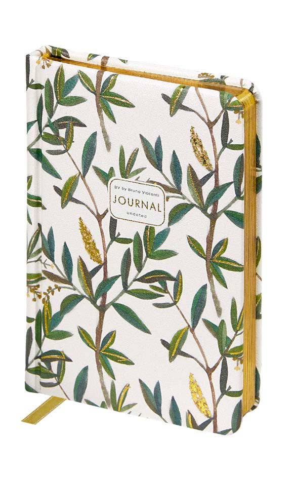 A6 Vegan Leather Hardcover Daily Planner - Olive Branches