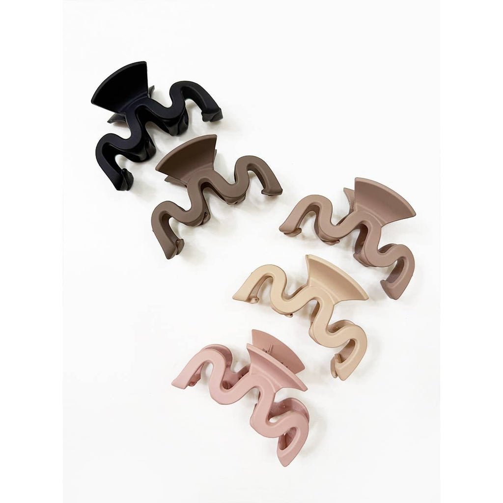 Matte Color Wavy Shaped Hair Claw Clip