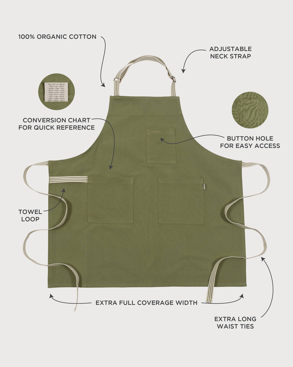 KAF Home Rooted Sustainable Chef's Apron - 32" x 30"