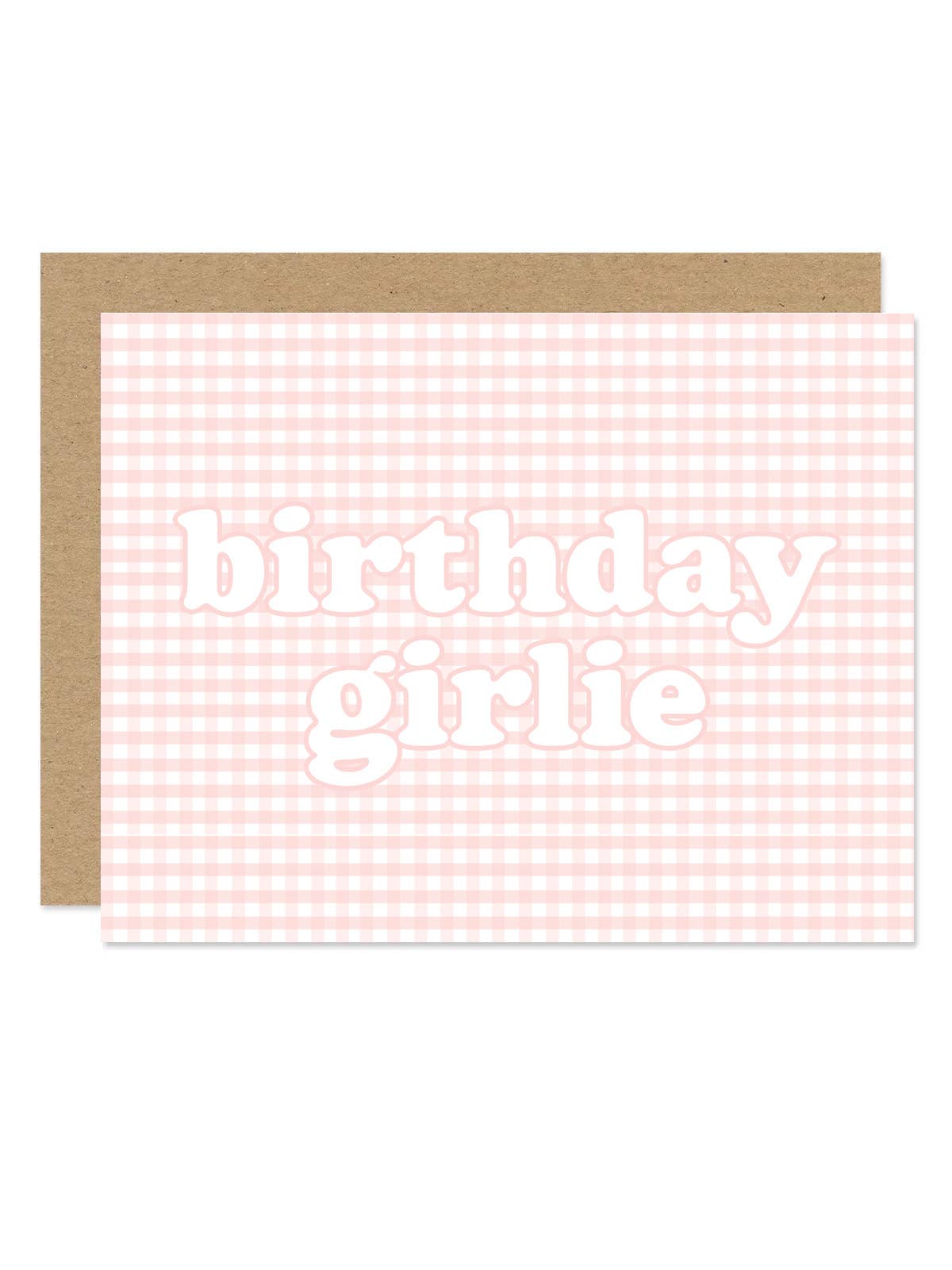 Pink Gingham Birthday Girlie Card