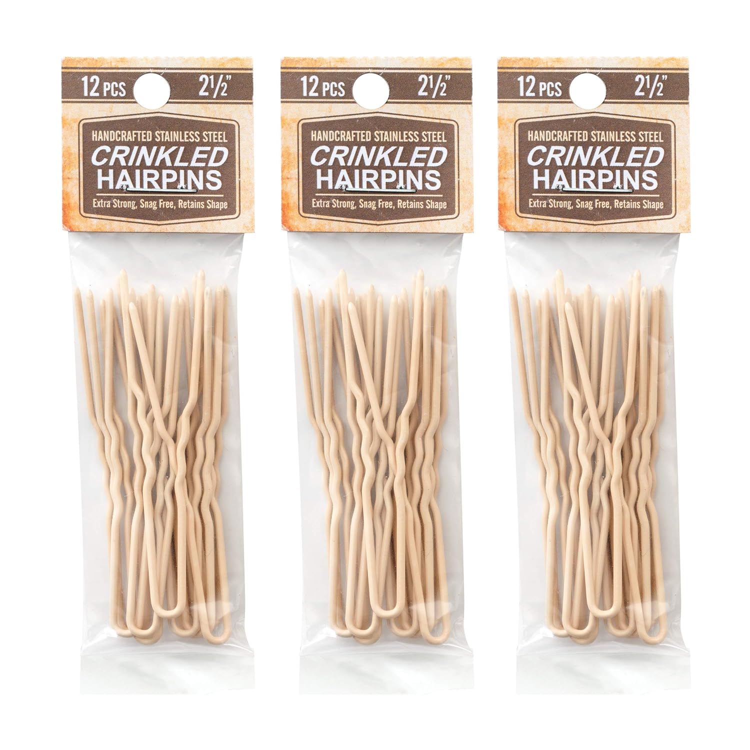 Fisher's Wire Products blonde 2-1/2 inch crinkled hair pins, 12-count pack