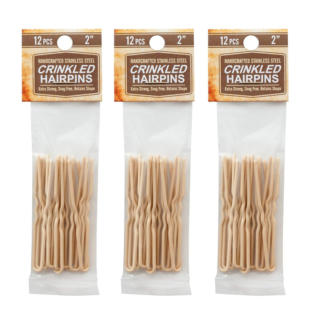 Fisher's Wire Products blonde 2 inch crinkled hair pins, 12-count pack